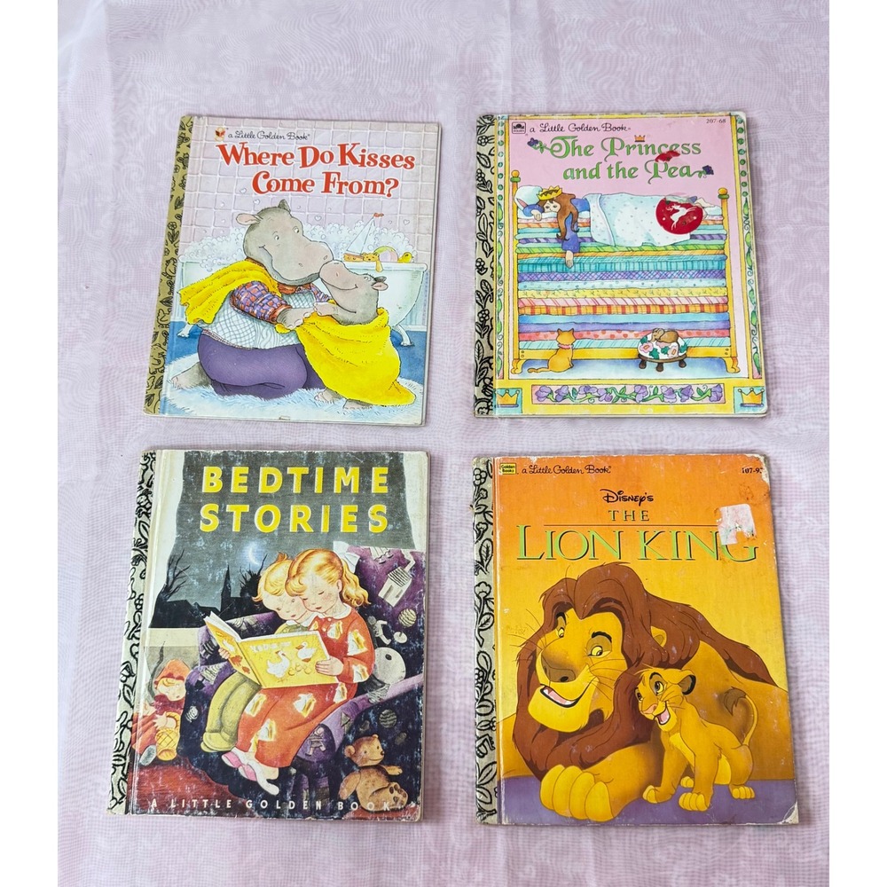 Vintage Little Golden Books Lot of 4 Lion King Bedtime Stories Princess and Pea